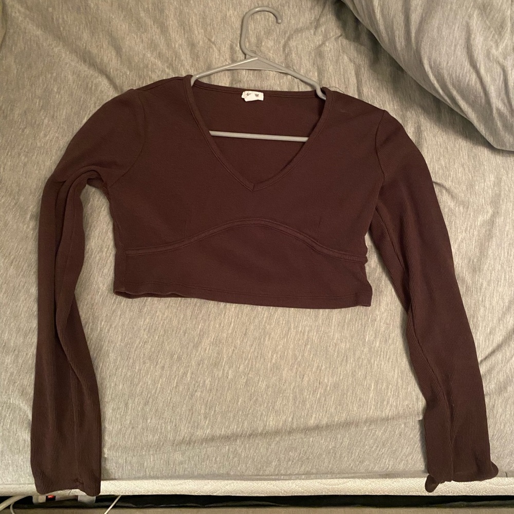 Garage Brown Cropped Long Sleeve